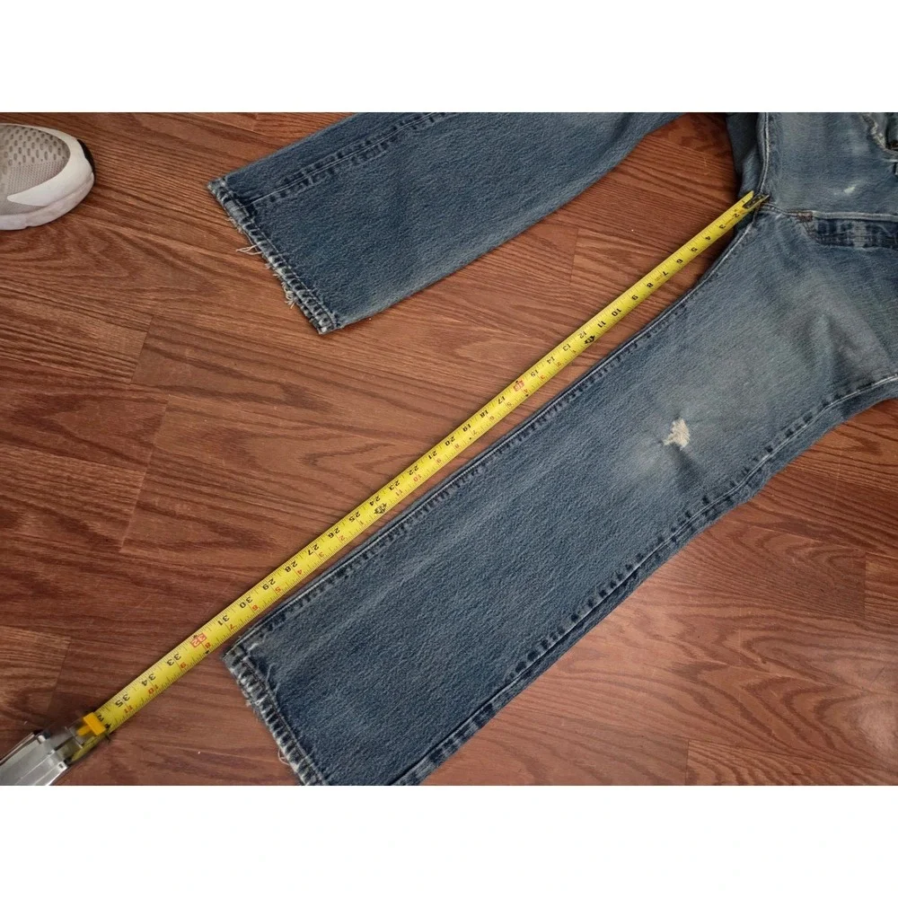 Levis 501 Mens Original Fit‎ Straight Leg Button Fly Distressed Blue Jeans 31x34